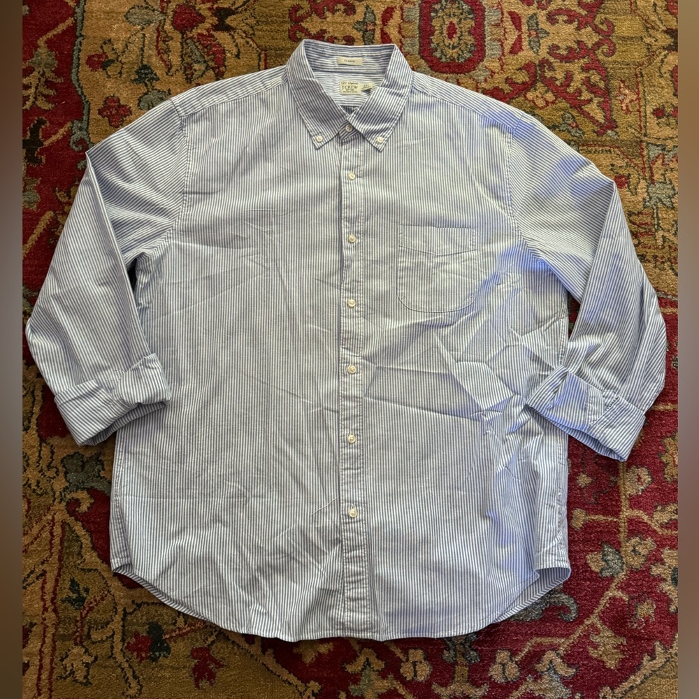 J Crew Broken In Oxford University Stripe - Regular Size XL